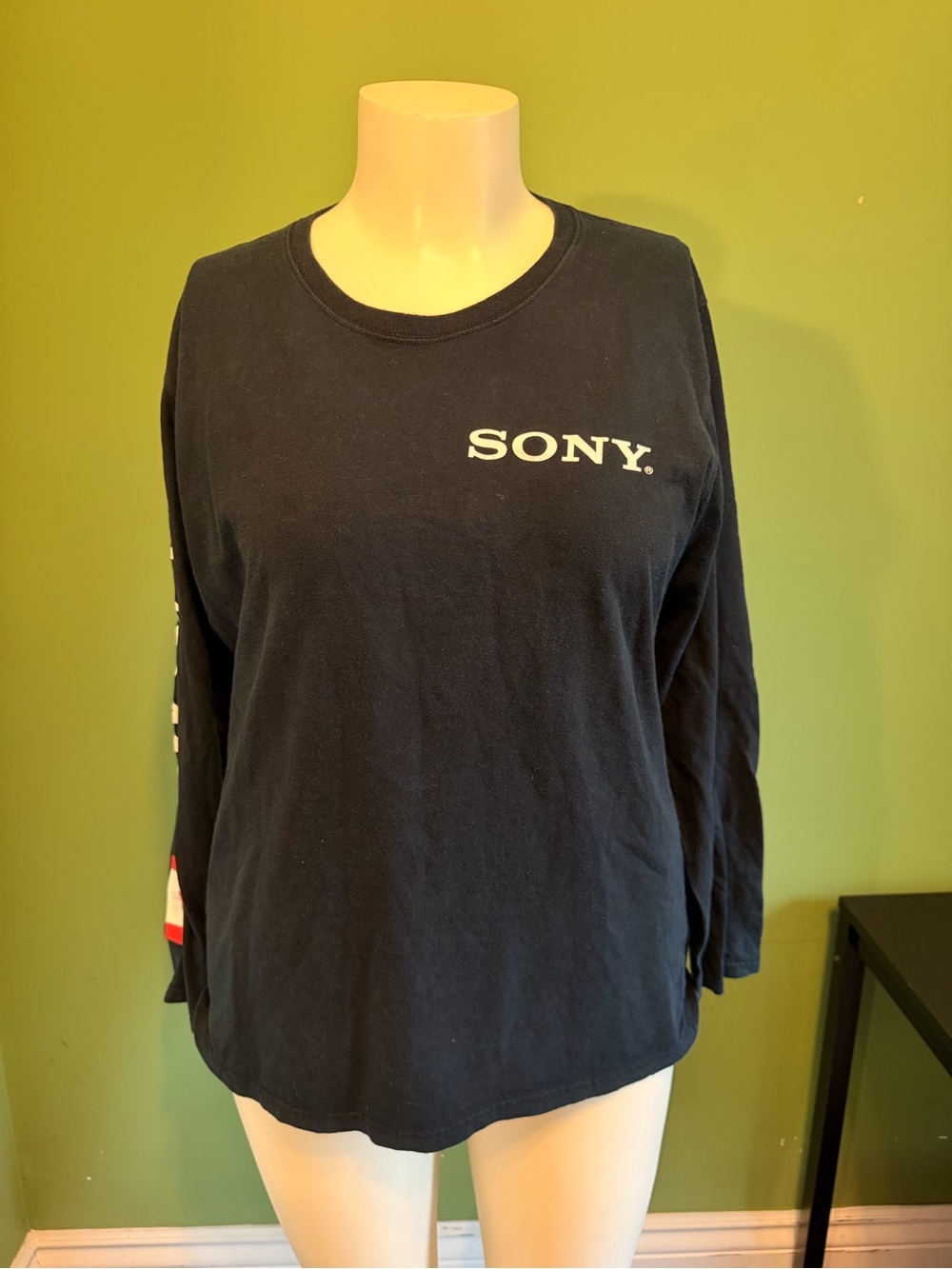 Sony Black Women's Long-Sleeve Logo Tee with Sleeve Accent